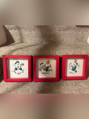 Artist Donna Klotzle Red Framed Sports Trio Wall Art - Set of 3
